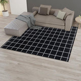 Alfombra para Sala o Dormitorio Belga Antideslizante Grid Negra