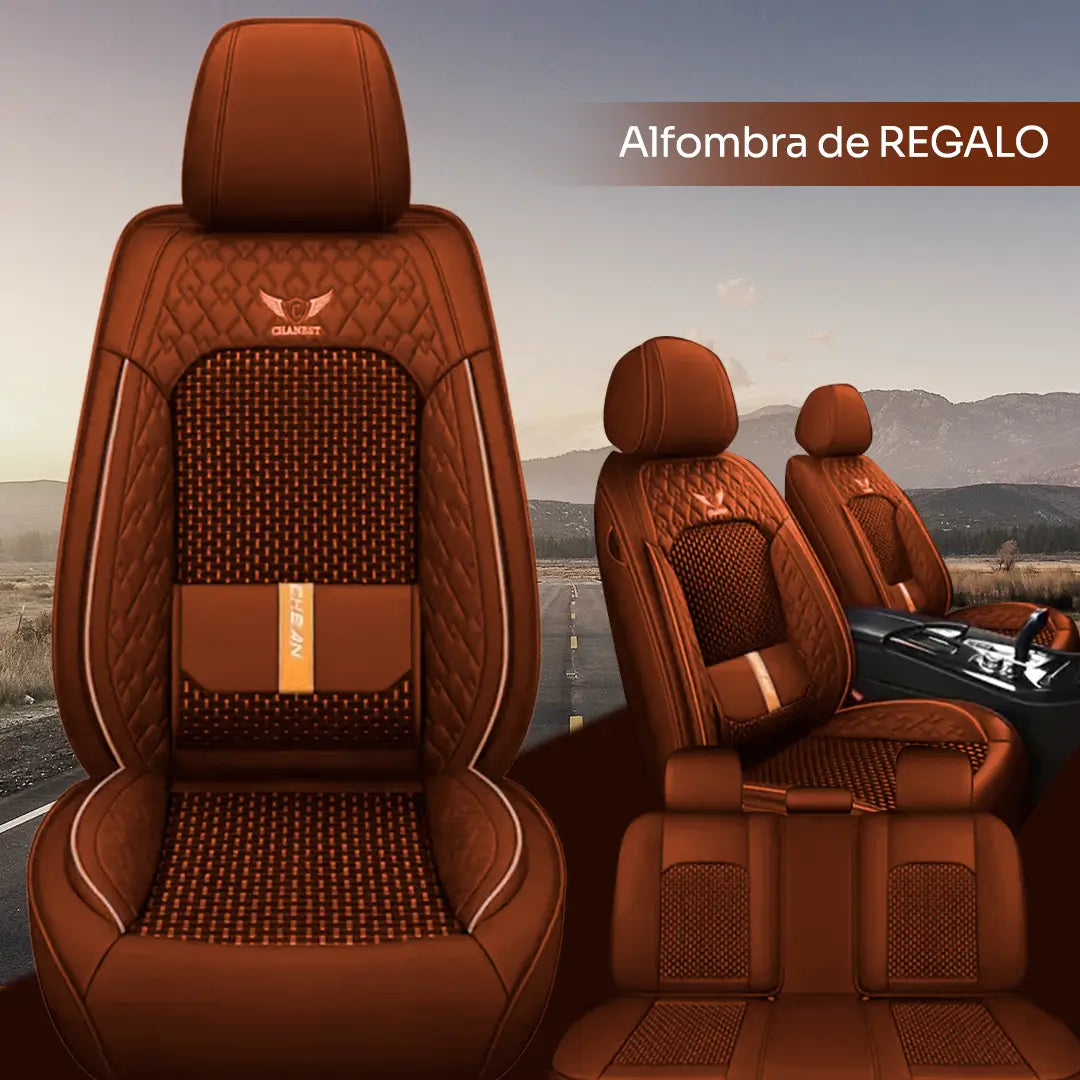 Funda Completa para Asientos de Auto en Cuero Legítimo + Juego Completo de Alfombras